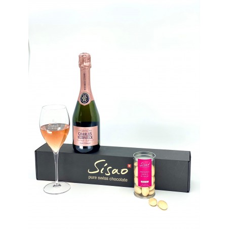 Coffret Champagne Rosé et Amande d'Avola Chocolat Blanc